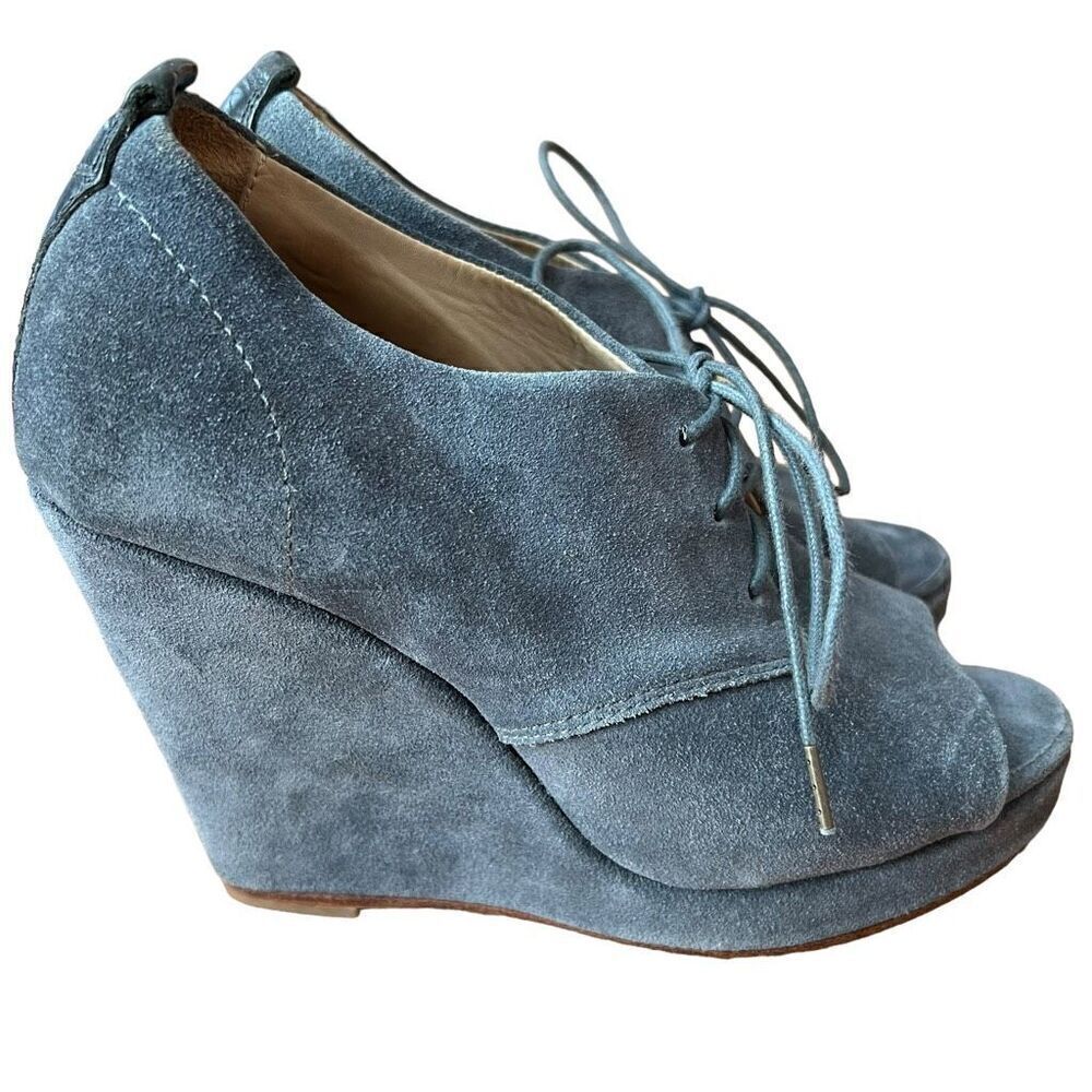 rag & bone Sahara Suede Open Toe Wedge Lace Up Heel Size 37 US 6.5